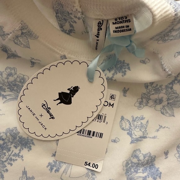 NWT Janie & Jack Alice in Wonderland One Piece Blue White Baby Girl 0-3 Months - Picture 5 of 5